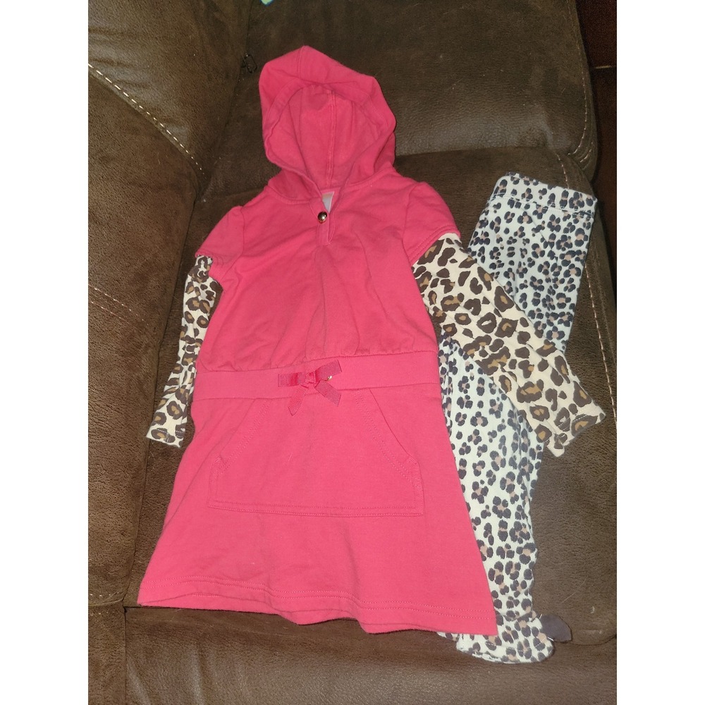 Gymboree ready dress go red hooded dress with gap leggings size 3